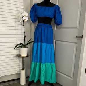 Two piece Colorful Tiered Maxi Skirt and Crop top matching set